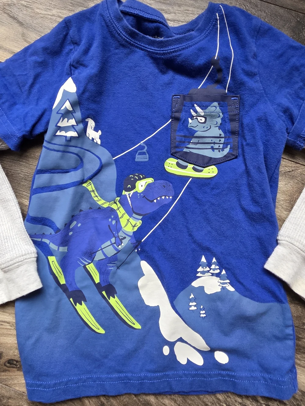 Carter's Royal Blue Dino Ski Layered-Look Long Sleeve Tee